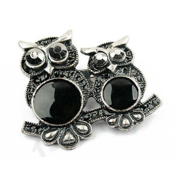 Novo Design Preto Double Owl Broche BH12